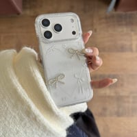 【お取り寄せ商品】iPhoneケース スマホケース iPhone17 iPhone16 iPhone15 リボンストーン ラメ 韓国 クリア M7134