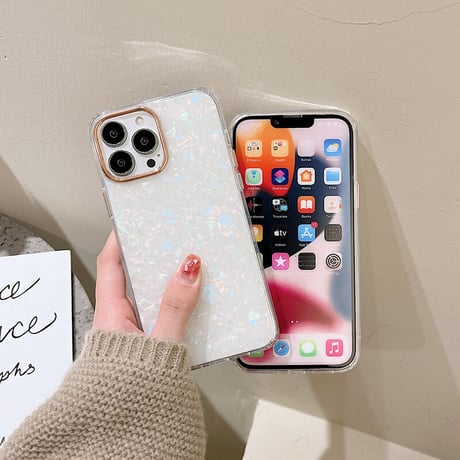 【お取り寄せ商品】iPhoneケース iPhone13 iPhone14 iPhone15 ケース シェルパターン きれいめ 大人かわいい ホワイト ピンク アイフォンケース L6795