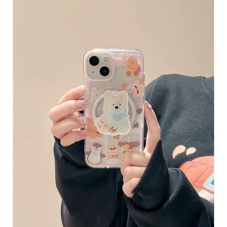 【お取り寄せ商品】iPhoneケース スマホケース iPhone16 iPhone15 magsafe対応 磁石 可愛い韓国 犬 M7024