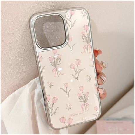 【お取り寄せ商品】iPhoneケース スマホケース iPhone16 iPhone15 iPhone14 花柄 チューリップ 大人可愛い くすみカラー L9583