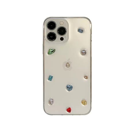 【お取り寄せ商品】iPhoneケース スマホケース iPhone16 iPhone15 iPhone14 透明 クリア ラインストーン ビジュー 立体 シンプル きれいめ L7488