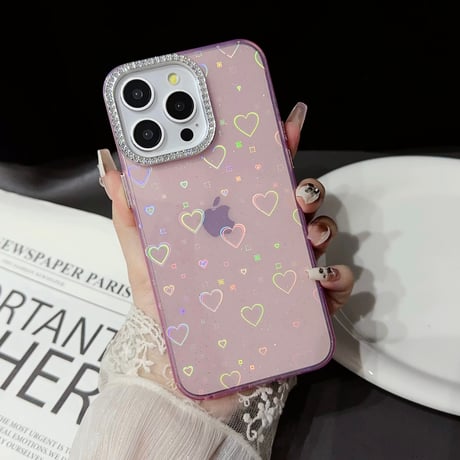 【お取り寄せ商品】iPhoneケース スマホケース iPhone16 iPhone15 ハート レーザー 推し活 クリアカラー シンプル M7029