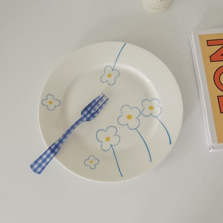 【お取り寄せ商品】プレート お皿 blue flower フラワー お花 シンプル かわいい デザートプレート 朝食 L4093