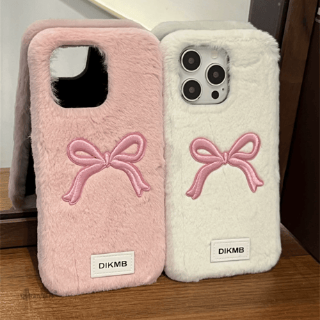 【お取り寄せ商品】iPhoneケース スマホケース iPhone16 iPhone15 iPhone14 かわいい キュート もこもこ 秋 冬 リボン L9277