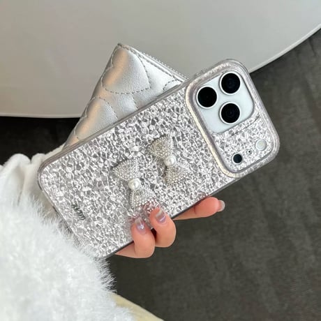 【お取り寄せ商品】iPhoneケース スマホケース iPhone17 iPhone16 iPhone15 リボン ダイヤカット風 可愛い おしゃれ M7147