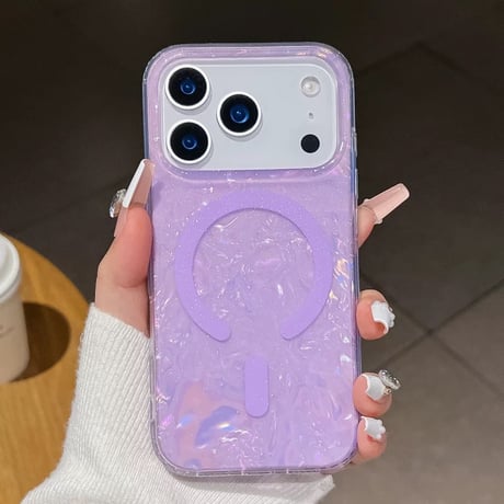 【お取り寄せ商品】iPhoneケース スマホケース iPhone13 iPhone14 シェルパターン 磁気 ワイヤレス グリッター パステルカラー きれいめ 大人かわいい 韓国 L7436