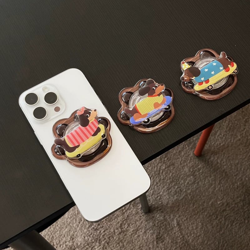 お取り寄せ商品】magsafe グリップ 磁石 韓国 キャラクター 可愛い 犬