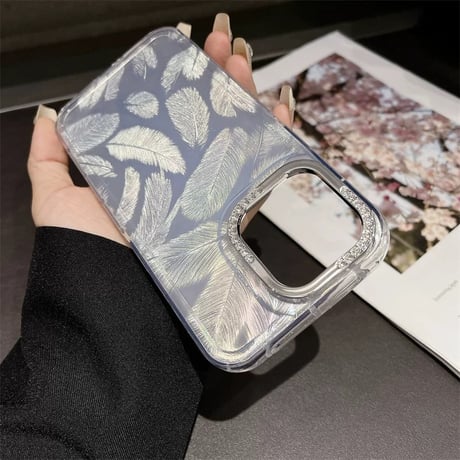 【お取り寄せ商品】iPhoneケース スマホケース iPhone16 iPhone15 iPhone14 シンプル 光沢 羽 L9008