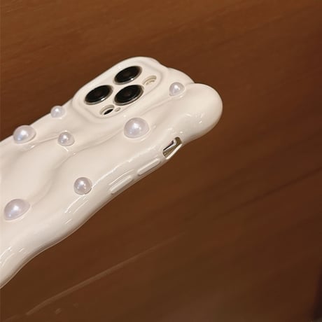 【お取り寄せ商品】iPhoneケース スマホケース iPhone15 iPhone14 立体 パール付き ウェーブ うねうね ぽこぽこ シンプル きれいめ 韓国風 L7501