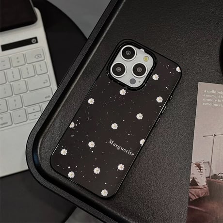 【お取り寄せ商品】iPhoneケース スマホケース iPhone15 iPhone14 モノトーン ブラック 花柄 L8957