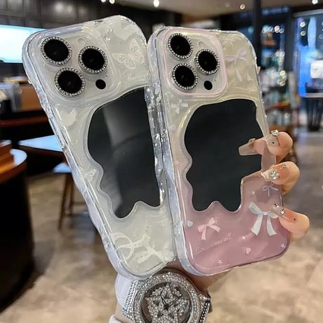 【お取り寄せ商品】iPhoneケース スマホケース iPhone16 iPhone15 iPhone14 ミラー付き おしゃれ 可愛い 韓国 L9857