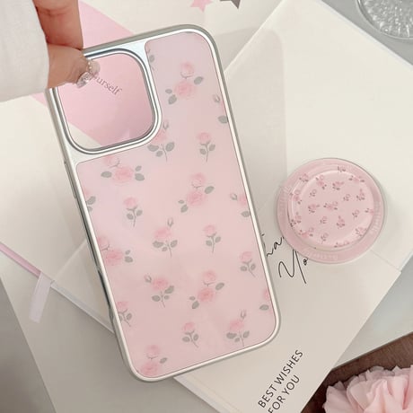 【お取り寄せ商品】iPhoneケース スマホケース iPhone16 iPhone15 iPhone14 韓国 MagSafe 薔薇 花柄 ピンク L9807