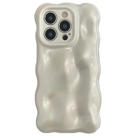【お取り寄せ商品】iPhoneケース iPhone17 iPhone16 iPhone15 ウェーブ ぽこぽこ 立体 波 パール感 光沢 シンプル 個性的 L6963