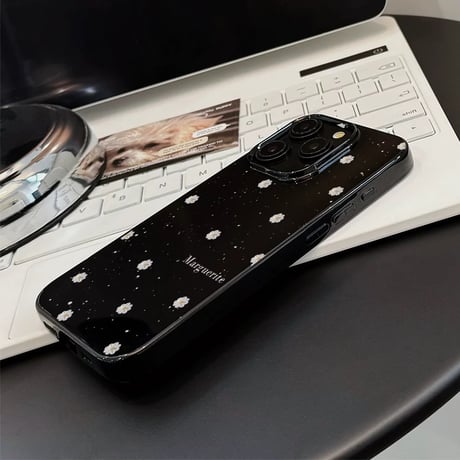 【お取り寄せ商品】iPhoneケース スマホケース iPhone15 iPhone14 モノトーン ブラック 花柄 L8957