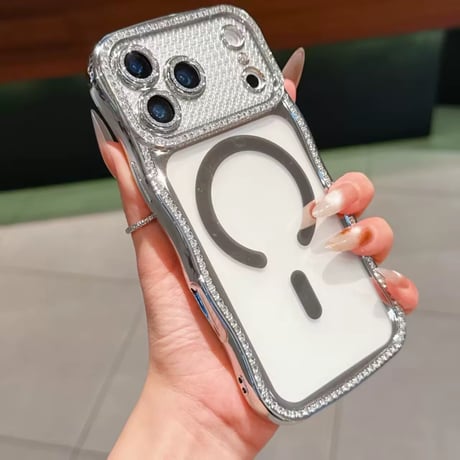 【お取り寄せ商品】iPhoneケース スマホケース iPhone17 iPhone16 iPhone15 iPhone14 magsafe シンプル 推し活 キラキラストーン M7154