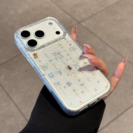 【お取り寄せ商品】iPhoneケース スマホケース iPhone17 iPhone16 iPhone15 リボン ラメ 韓国 可愛い M7142