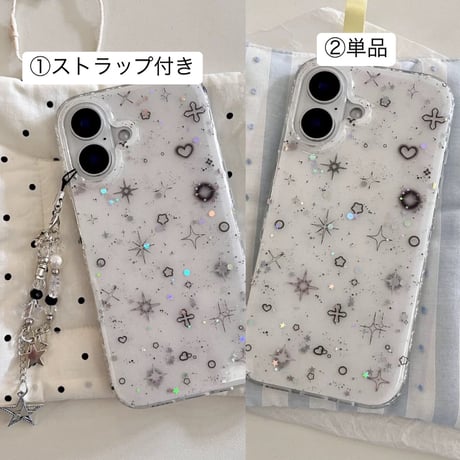 【お取り寄せ商品】iPhoneケース スマホケース iPhone16 iPhone15 iPhone14 シンプル 可愛い キラキラ柄 チャーム付き L9522