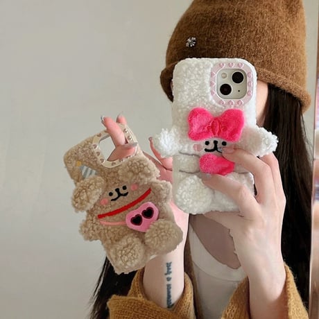 【お取り寄せ商品】iPhoneケース スマホケース iPhone16 iPhone15 iPhone14 もこもこ 犬 ぬいぐるみ 可愛い M7018