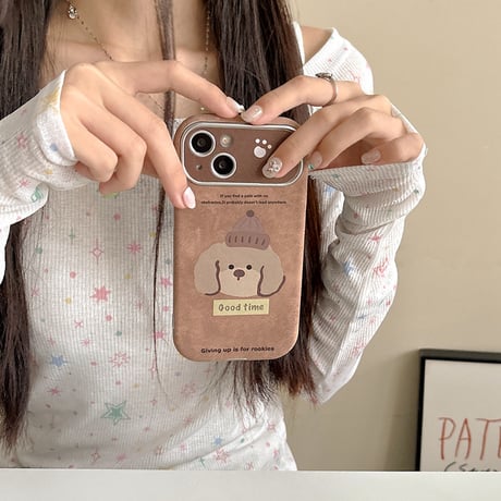 【お取り寄せ商品】iPhoneケース スマホケース iPhone16 iPhone15 iPhone14 かわいい ブラウン 犬 L9213