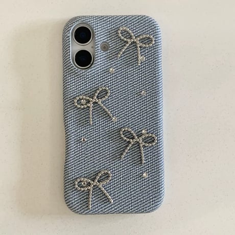 【お取り寄せ商品】iPhoneケース スマホケース iPhone16 iPhone15 iPhone14 大人可愛い デニム リボン L9351