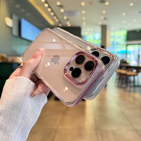 【お取り寄せ商品】iPhoneケース スマホケース iPhone16 iPhone15 iPhone14 クリアケース メタルフレーム サイド ラメ L9844