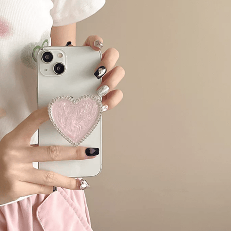 【お取り寄せ商品】iPhone グリップ magsafe対応 大人女子 ニュアンス 落下防止 ハート L9236