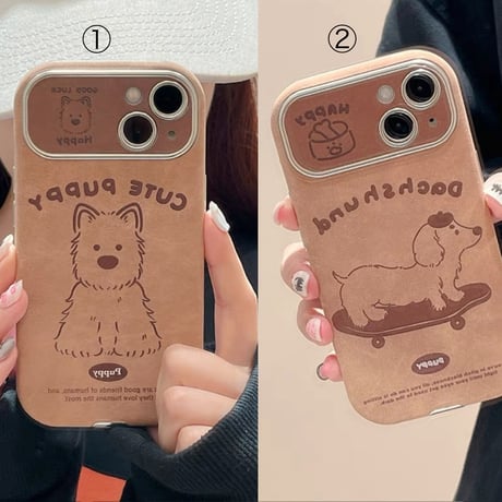 【お取り寄せ商品】iPhoneケース スマホケース iPhone16 iPhone15 iPhone14 コルク ブラウン 犬 L9114