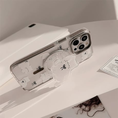 【お取り寄せ商品】iPhoneケース スマホケース iPhone15 iPhone14 白猫 MagSafe L8238
