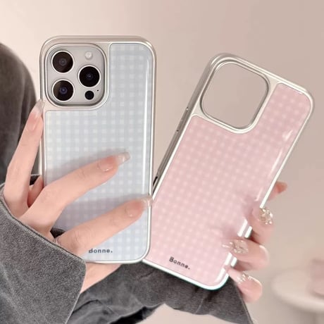 【お取り寄せ商品】iPhoneケース スマホケース iPhone16 iPhone15 iPhone14 シンプル 可愛い くすみカラー チェック柄 L9558