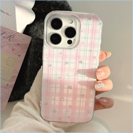 【お取り寄せ商品】iPhoneケース スマホケース iPhone16 iPhone15 iPhone14 おしゃれ リボン チェック 韓国 ピンク L9821