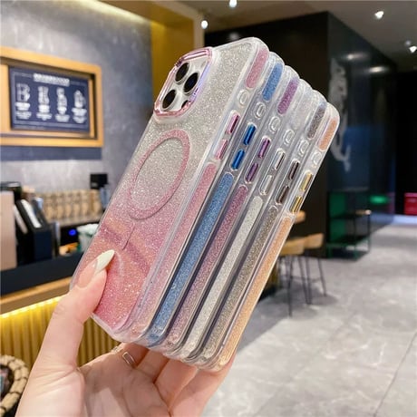 【お取り寄せ商品】iPhoneケース スマホケース iPhone16 iPhone15 iPhone14 韓国 グラデーション ラメ MagSafe メタリック シンプル L9829