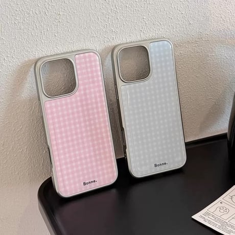 【お取り寄せ商品】iPhoneケース スマホケース iPhone16 iPhone15 iPhone14 シンプル 可愛い くすみカラー チェック柄 L9558