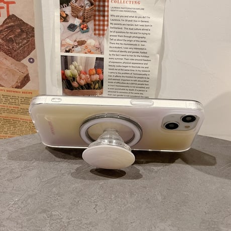 【お取り寄せ商品】iPhoneケース スマホケース iPhone15 iPhone14 Magsafe 磁気 グリップ付き ワイヤレス充電 グラデーション シンプル 韓国 L7910