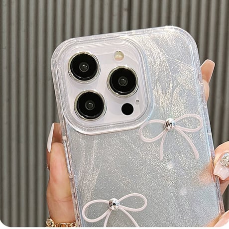 【お取り寄せ商品】iPhoneケース スマホケース iPhone15 iPhone14  シンプル リボン 光沢 L8133