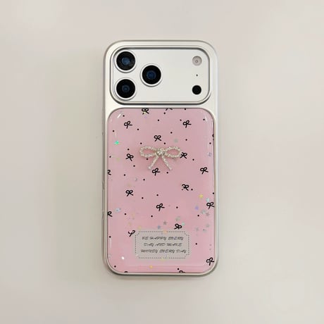 【お取り寄せ商品】iPhoneケース スマホケース iPhone17 iPhone16 iPhone15 リボン ピンク ストーン ラメ 韓国 可愛い  M7133