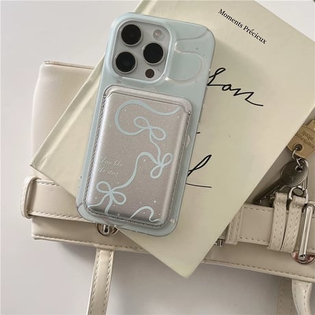 【お取り寄せ商品】iPhoneケース スマホケース iPhone16 iPhone15 iPhone14 magsafe カード入れ リボン おしゃれ 便利 M7048