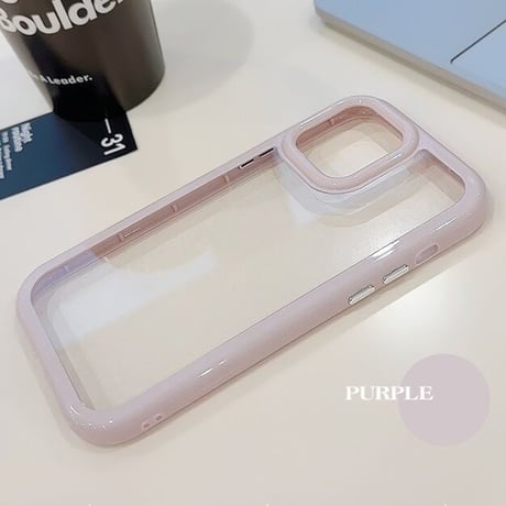 【お取り寄せ商品】iPhoneケース スマホケース iPhone15 iPhone14 カラーフレーム クリームカラー くすみカラー 透明 シンプル ニュアンス オシャレ かわいい 韓国 L7403