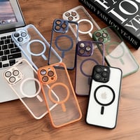 【お取り寄せ商品】iPhoneケース スマホケース iPhone15 iPhone14 透明 クリア カラーフレーム 磁気 ワイヤレス充電 Magsafe シンプル L7418