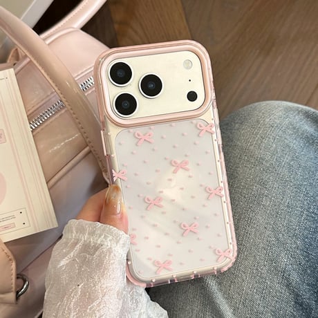 【お取り寄せ商品】iPhoneケース スマホケース iPhone17 iPhone16 iPhone15 リボン ドット柄 可愛い  シンプル  M7186