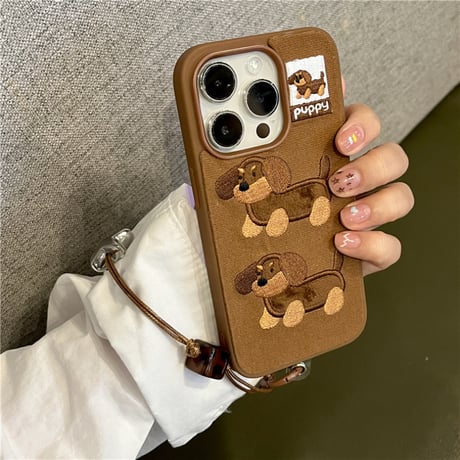 【お取り寄せ商品】iPhoneケース スマホケース iPhone16 iPhone15 iPhone14 ブラウン かわいい 犬 L9269
