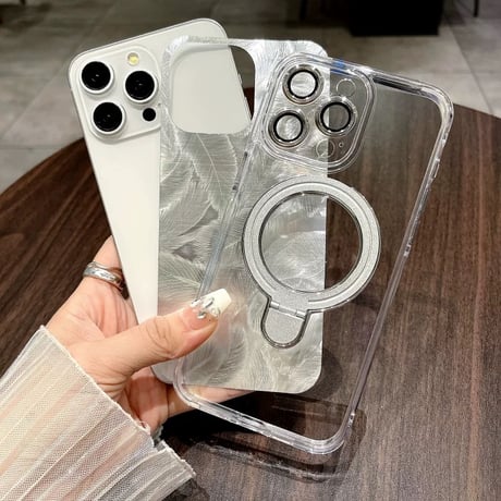 【お取り寄せ商品】iPhoneケース スマホケース  iPhone15 iPhone14 シンプル 羽 リング MagSafe L9016