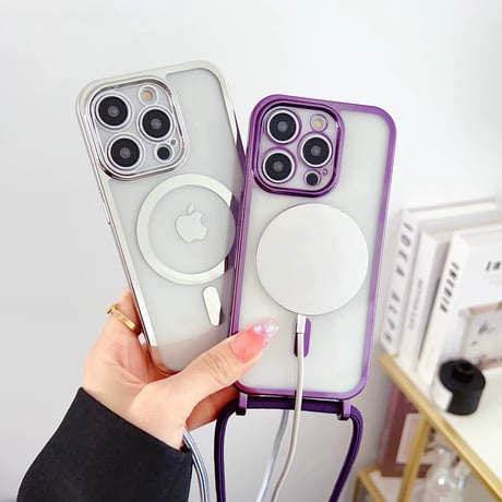 【お取り寄せ商品】iPhoneケース スマホケース iPhone16 iPhone15 iPhone14 シンプル 可愛い 韓国 ショルダーストラップ MagSafe L9362