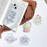 【お取り寄せ商品】iPhone グリップ 透明 アニマル 動物 花 かわいい 韓国 落下防止 L7610