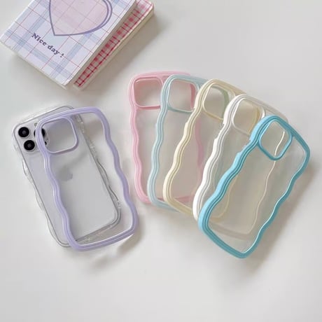 【お取り寄せ商品】iPhoneケース スマホケース iPhone16 iPhone15 iPhone14 シンプル 推し活 パステル 可愛い ウェーブ M7042