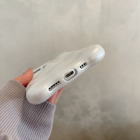 【お取り寄せ商品】iPhoneケース iPhone17 iPhone16 iPhone15 ウェーブ ぽこぽこ 立体 波 パール感 光沢 シンプル 個性的 L6963