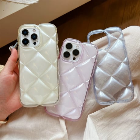 【お取り寄せ商品】iPhoneケース スマホケース iPhone16 iPhone15 キルティング クリアカラー シンプル 可愛い L9861