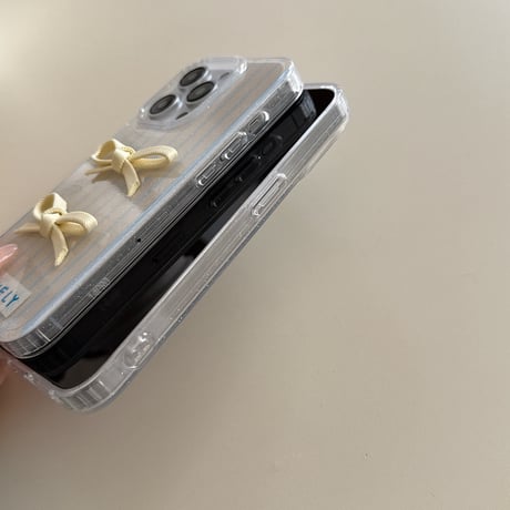 【お取り寄せ商品】iPhoneケース スマホケース iPhone16 iPhone15 iPhone14 かわいい キュート ストライプ リボン L9347