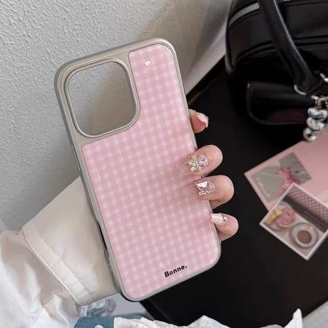【お取り寄せ商品】iPhoneケース スマホケース iPhone16 iPhone15 iPhone14 シンプル 可愛い くすみカラー チェック柄 L9558