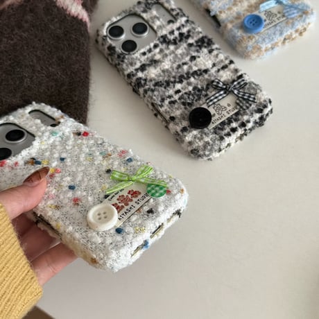 【お取り寄せ商品】iPhoneケース スマホケース iPhone17 iPhone16 iPhone15 ふわふわ ツイード風 可愛い 韓国 M7137