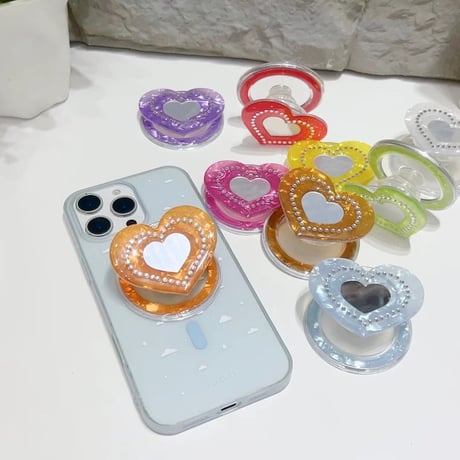 【お取り寄せ商品】MagSafeグリップ 大人女子 落下防止 マグセーフ 韓国 ミラー付き M7139